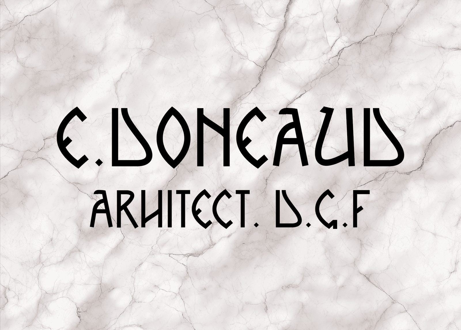 Aceeași inscripție, redesenată ca font digital și așezată pe marmură
