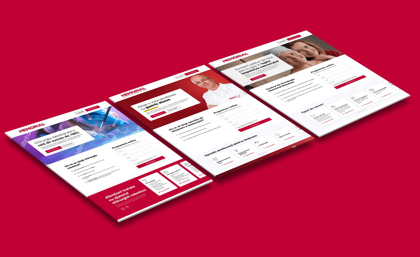 Landing page-uri Memorial pentru fiecare intervenție