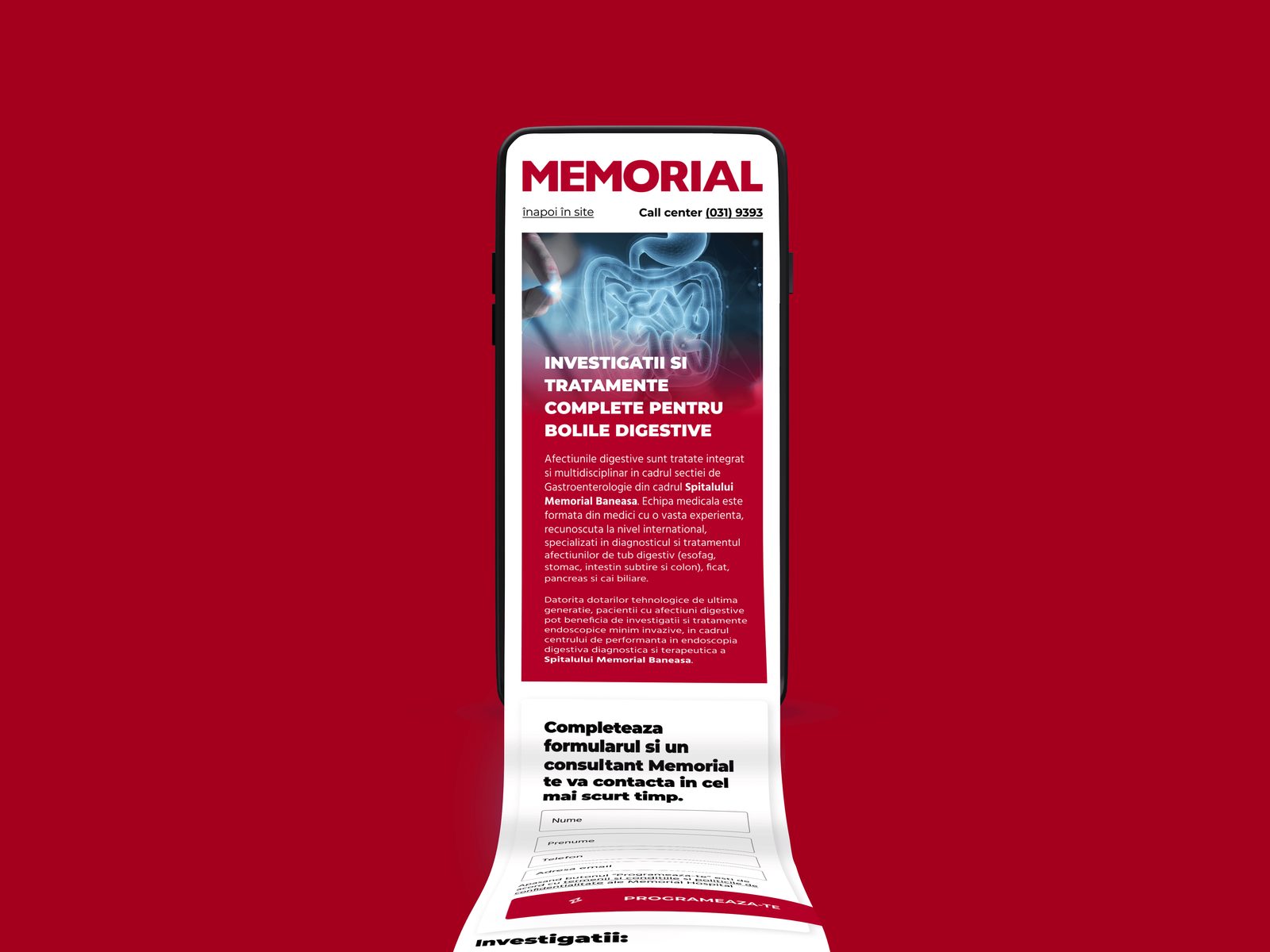 Un rollup Memorial care explică un tratament digestiv